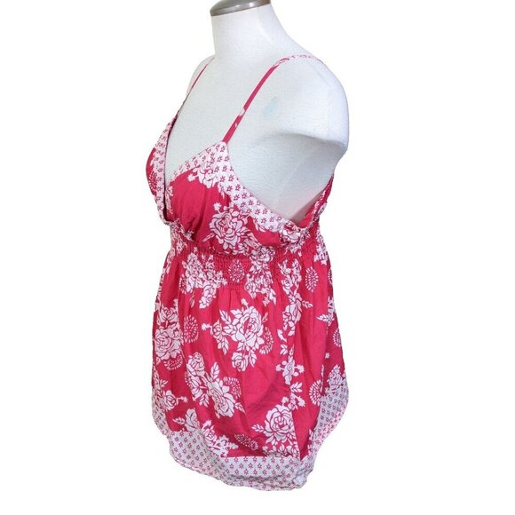 Vintage Y2K 2000s Womens L Babydoll Top Red Sleeveless Beach Surf Shirt Boho - Picture 5 of 9